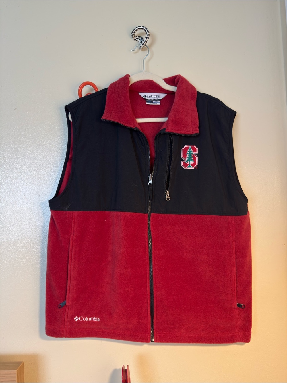 Stanford University Columbia Red and Black Fleece Vest